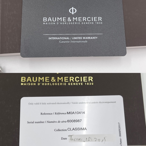 Baume & Mercier Classima Quartz White Dial Black Leather Men's Watch 10414 - Picture 16 of 16